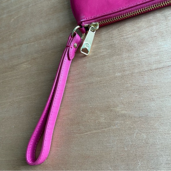 Lauren Ralph Lauren pink leather coin purse wristlet money wallet clutch gold - Picture 4 of 10